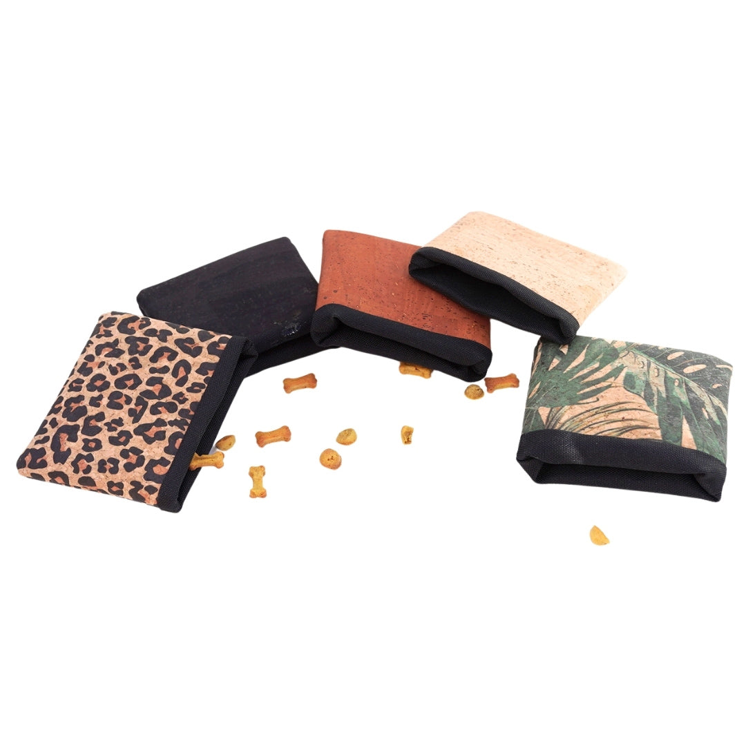 Leckerli Einstecktasche aus Korkleder (vegan) Leopardenmuster